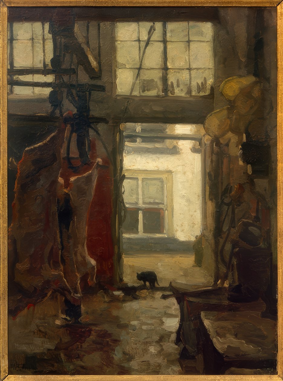 Interiør af et slagteri af Willem Bastiaan Tholen