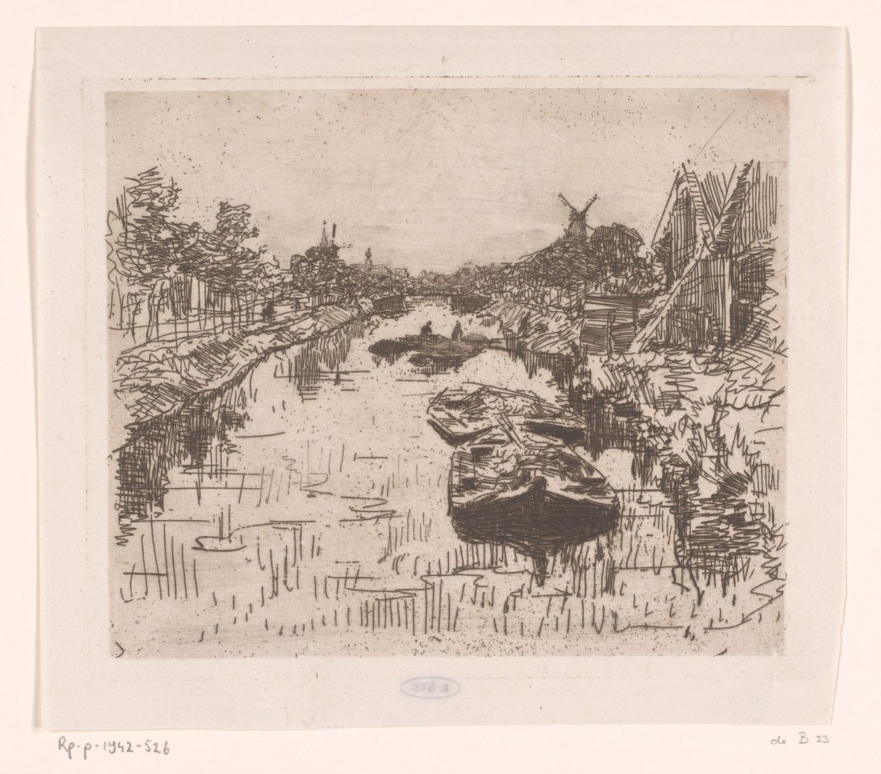 Kanal med pramme Kanal (original titel) af Willem Bastiaan Tholen