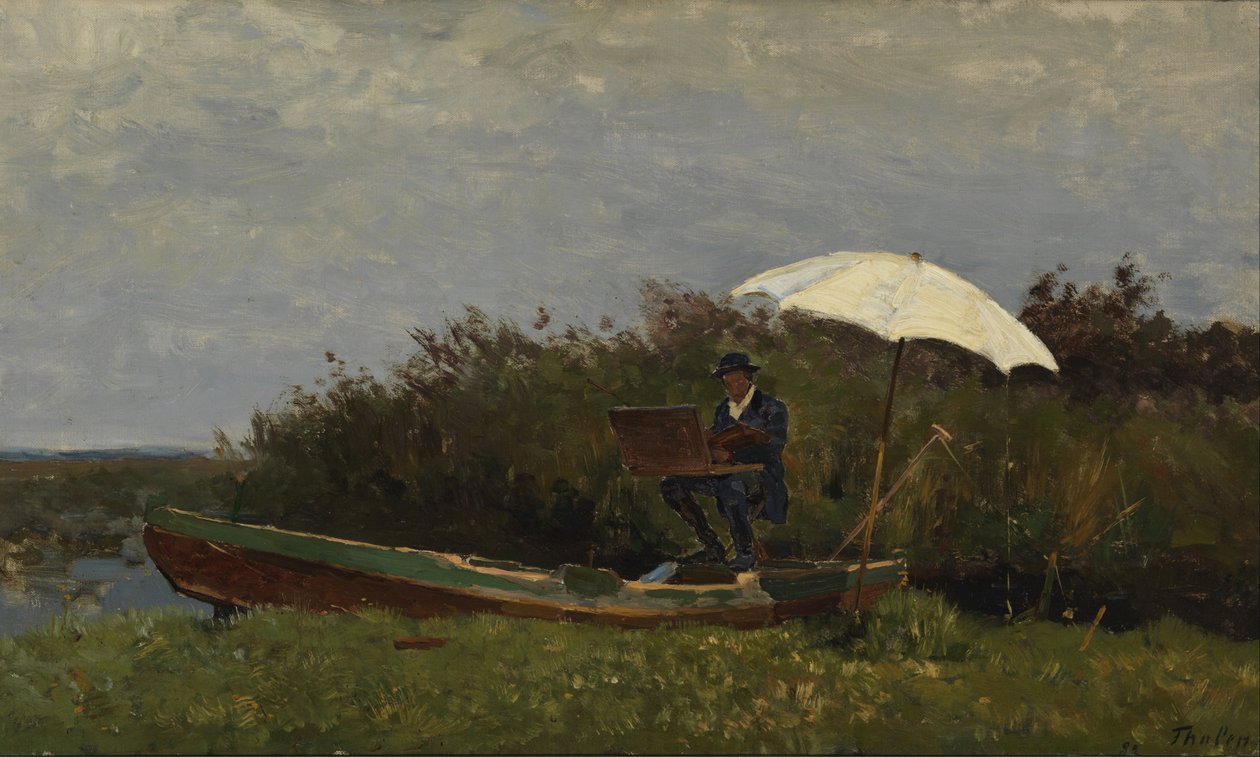 Maleren Gabriël arbejder i en båd, 1882 af Willem Bastiaan Tholen