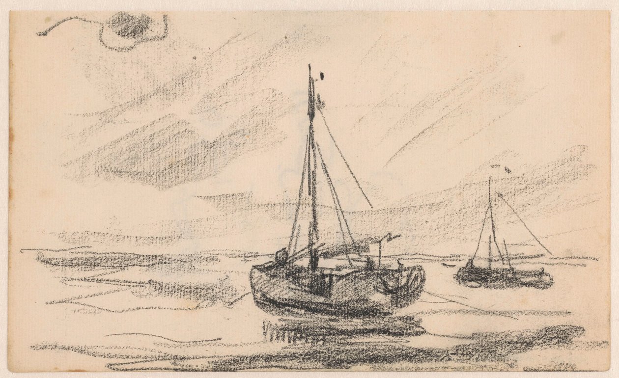 To fiskerbåde på havet af Willem Bastiaan Tholen