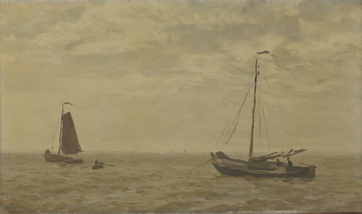 Havlandskab med fiskerbåde af Willem Bastiaan Tholen