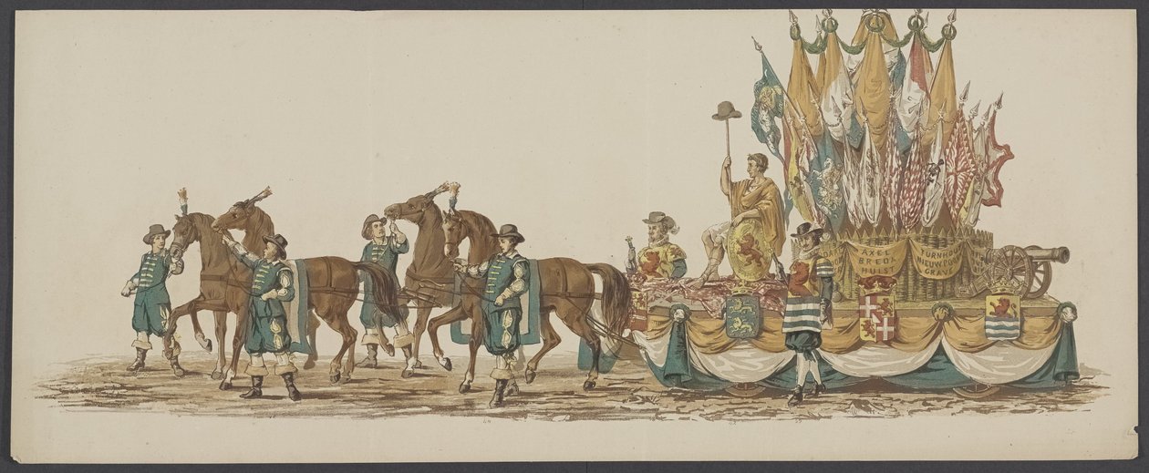 Delft parade af 1862, tredje gruppe Fjerde Lustrum af Royal Academy i Delft - Ao. 1862 - Costumed Optogt (serietitel på objekt) af Willem Bernardus IJzerdraat