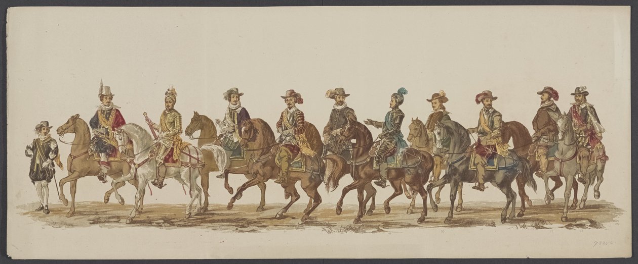 Delft parade af 1862, fjerde gruppe Fjerde Lustrum af Royal Academy i Delft - Ao. 1862 - Costumed Optogt (serietitel på objekt) af Willem Bernardus IJzerdraat