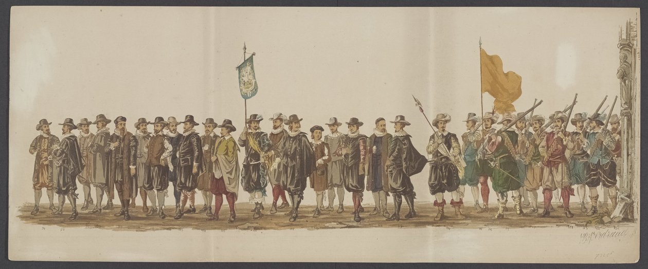 Delft parade af 1862, syvende og ottende gruppe Fjerde Lustrum af Royal Academy i Delft - Ao. 1862 - Costumed Optogt (serietitel på objekt) af Willem Bernardus IJzerdraat