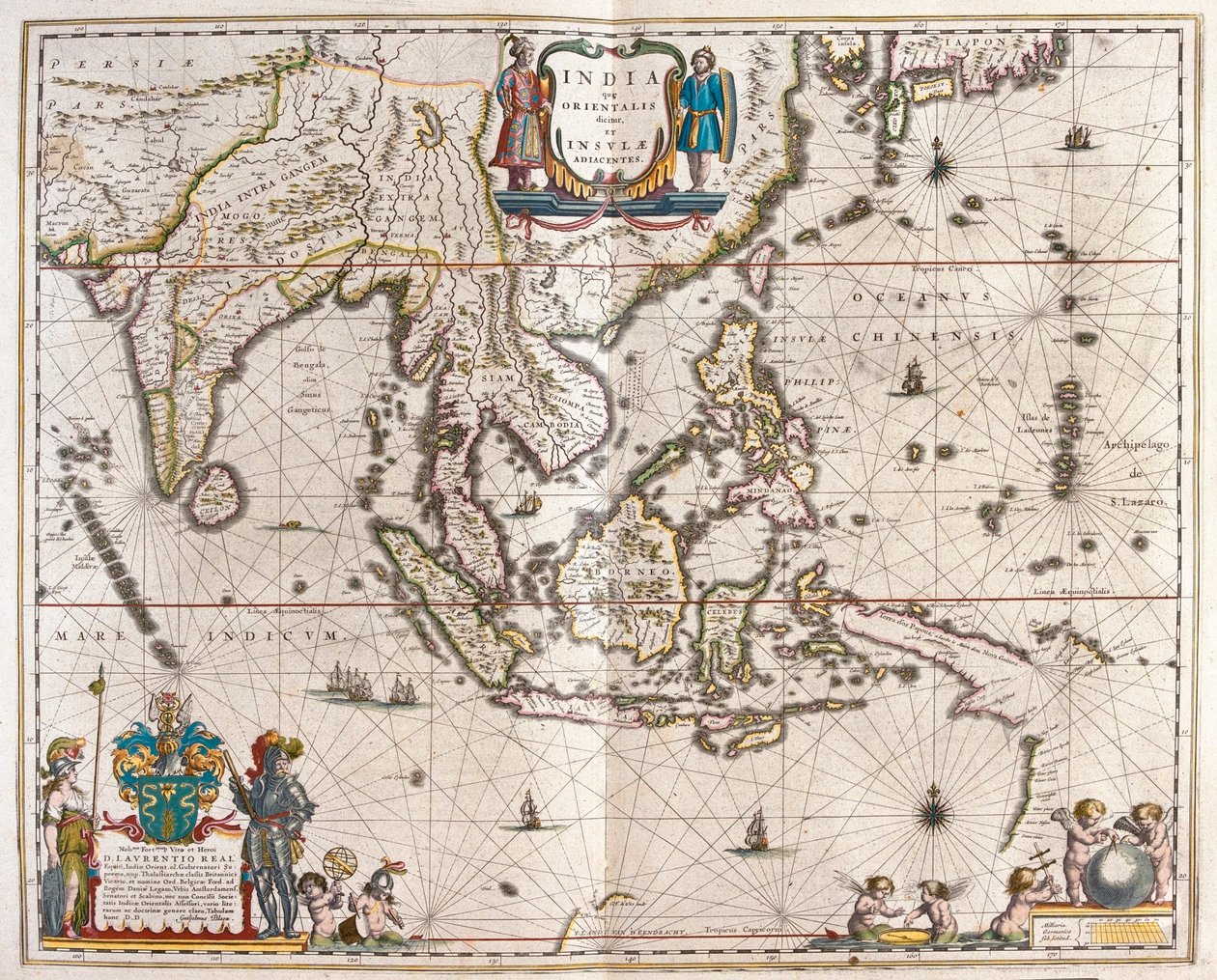 Asien, der strækker sig fra Indien til Tibet til Japan til Ny Guinea, i 