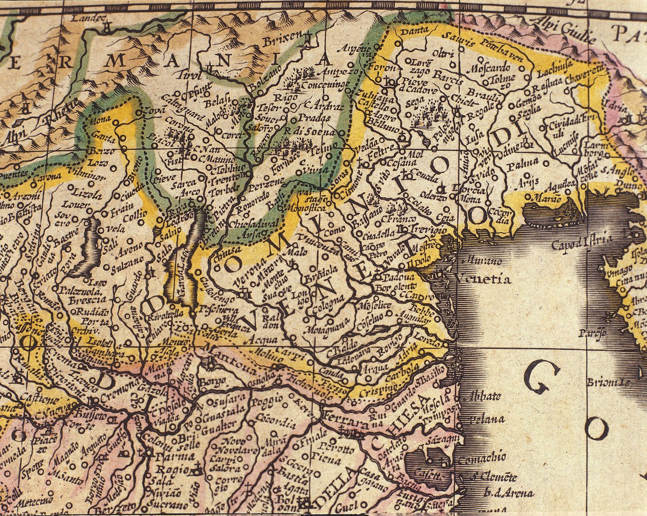 Kort over Veneto-regionen, Italien. Atlas af William Blaeu (1571 - 1638) af Willem Blaeu