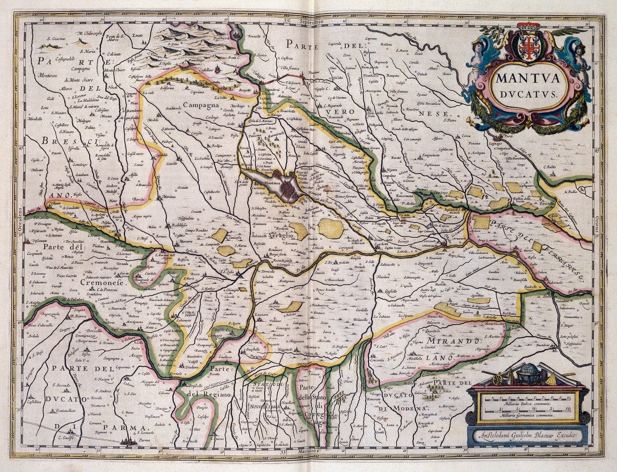 Hertugdømmet Mantua, kort af Willem Blaeu (1571-1638), Italien af Willem Blaeu