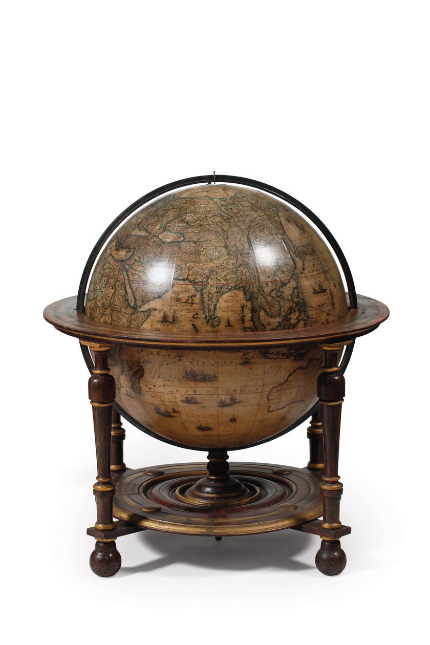 Store par bibliotekskugler, de jordiske 1645/48, de himmelske efter c.1630 af Willem Blaeu