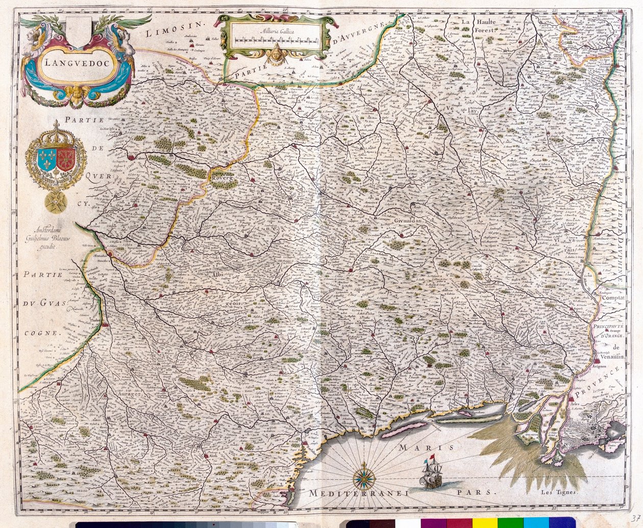 Kort over Languedoc - Roussillon - Montpellier - Toulouse - Avignon - Arles, i 