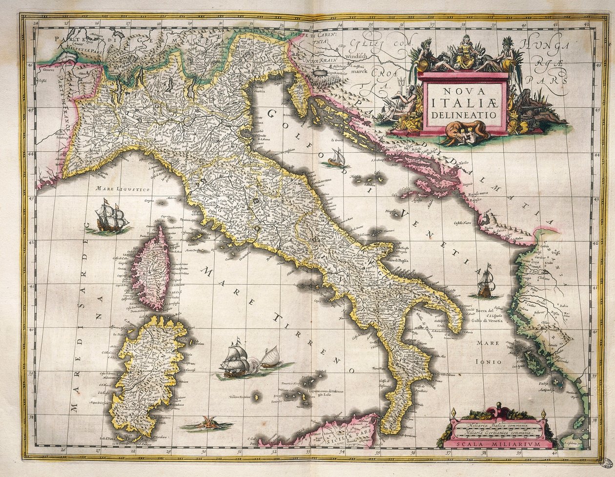 Kort over Italien, fra Theatrum Orbis Terrarum af Willem Blaeu, Amsterdam af Willem Blaeu