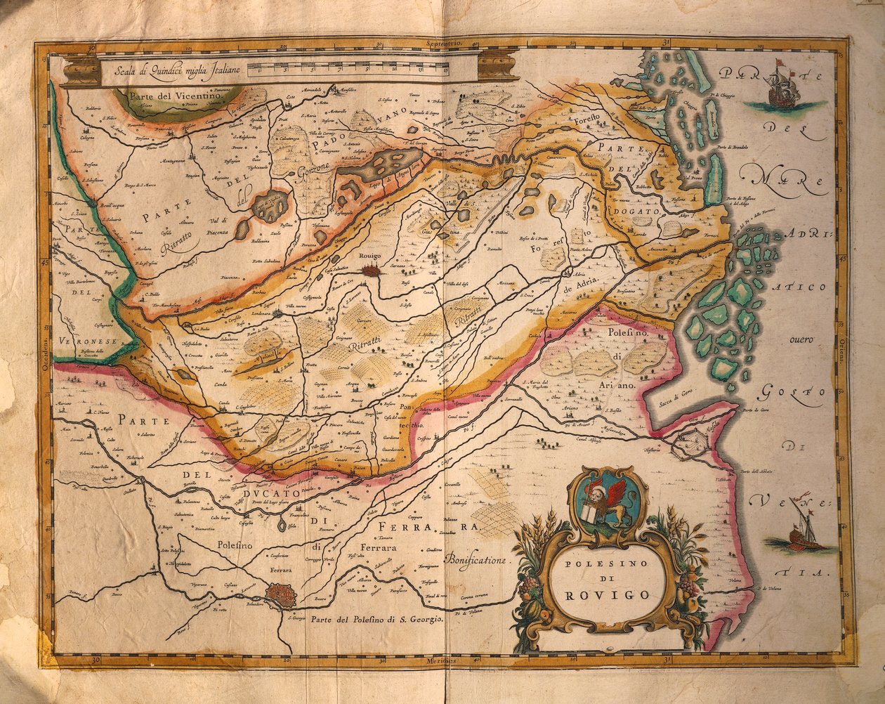 Kort over Rovigo, Italien, fra Regionum Italiae af Willem Blaeu af Willem Blaeu