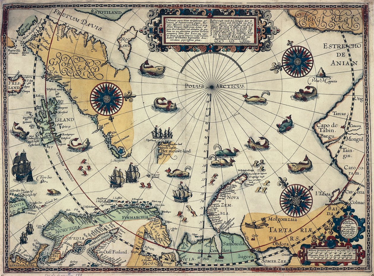 Kort over polarområder, af den hollandske kartograf Willem Janszoon Blaeu (1571-1638) af Willem Blaeu