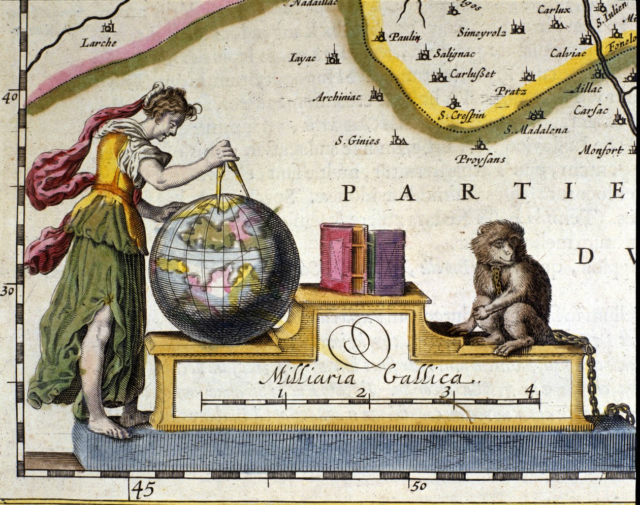 Måling af jorden. Udsnit af atlas af Willem Janszoon Blaeu (1571-1638). Amsterdam 1630. af Willem Blaeu