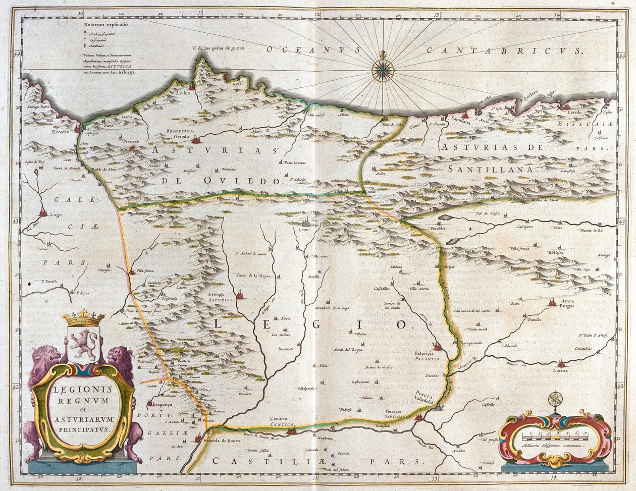 Den spanske provins Asturien, Kastilien og Léon, herunder byerne Oviedo, Leon, Santander, Valladolid, i 