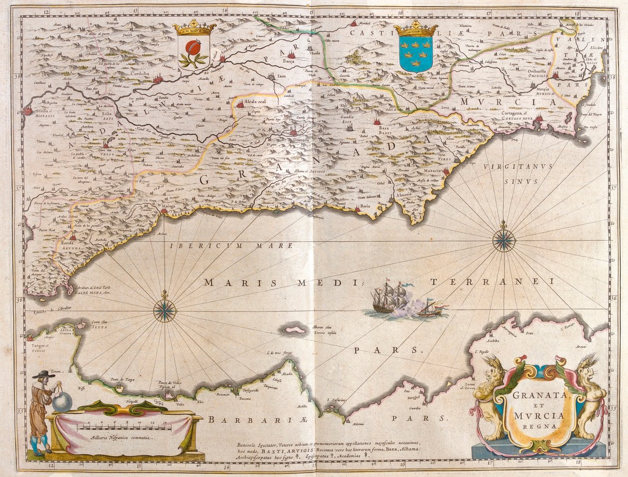 Gibraltarstrædet til Alicante så langt inde i landet som Guagalquivir-dalen og Sevilla og Nordafrikas kyst, i 