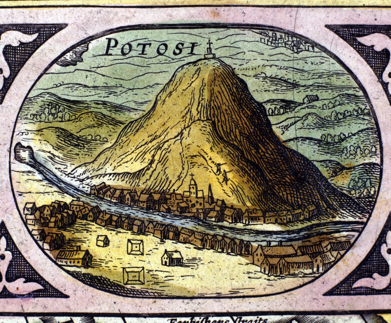 Sølvminerne i Potosí (Bolivia) efter William Blaeus "Atlas" af Willem Blaeu