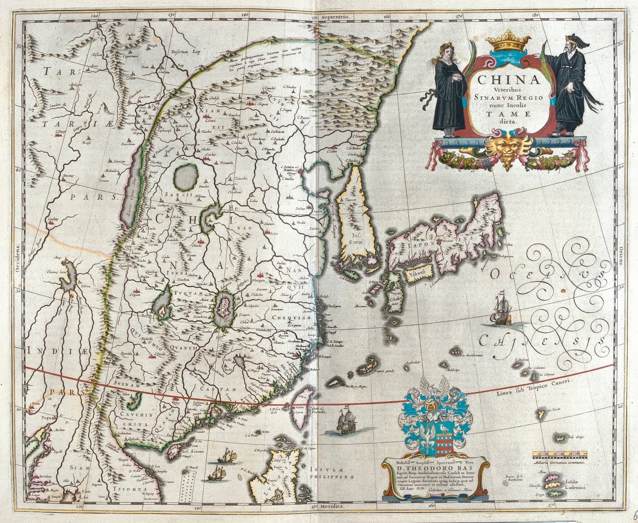 Det første af Blaeus kort over Kina, i 
