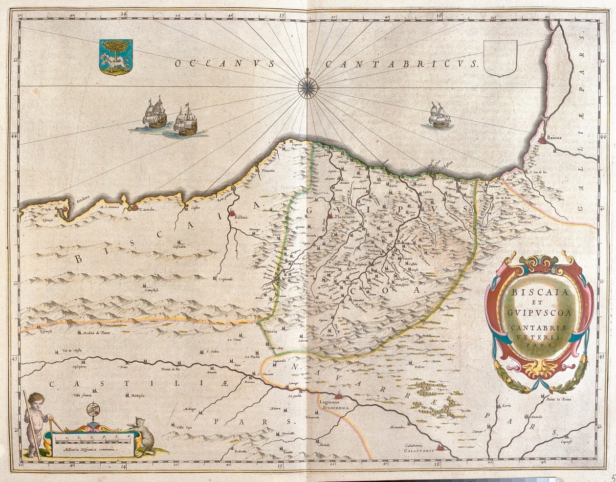 region centreret om Bilbao og strækker sig fra S af Willem Blaeu