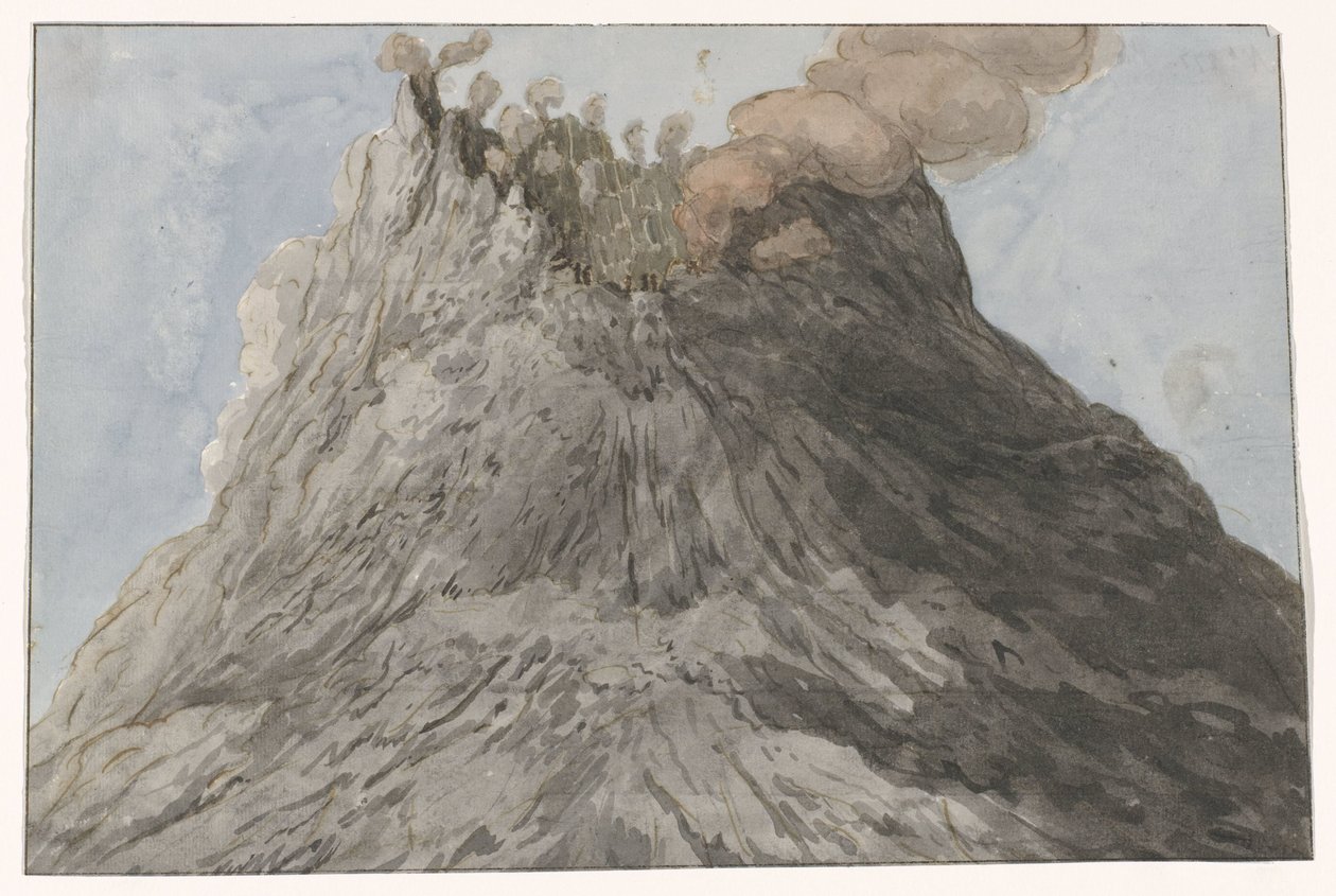 Krater van de Etna Udsigt over Etna-krateret (titel på objekt) Rejser i Italien, Sicilien og Malta - 1778 (serietitel) af Willem Carel Dierkens