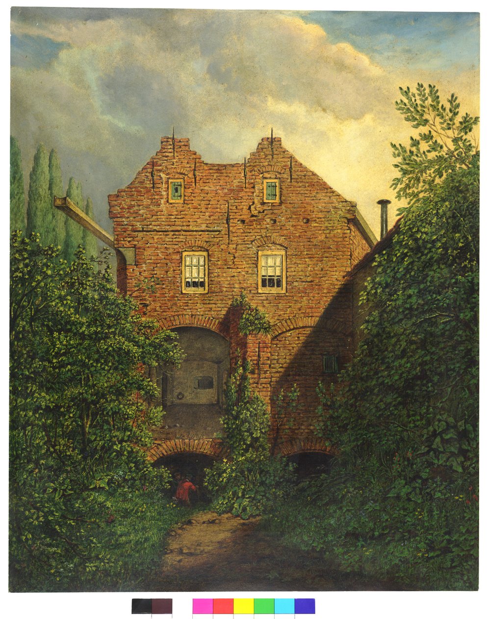 HUA-28425-View i Sterrenburg-bastionen i Utrecht af vestfacaden på huset over de sydlige kanonstillinger af Willem Cornelis van Dijk