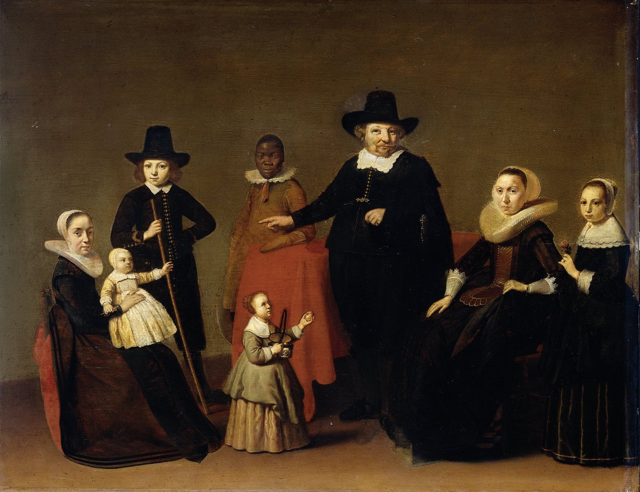 Familiegruppe med en sort tjener, ca. 1631-33 (olie på panel) af Willem Cornelisz Duyster