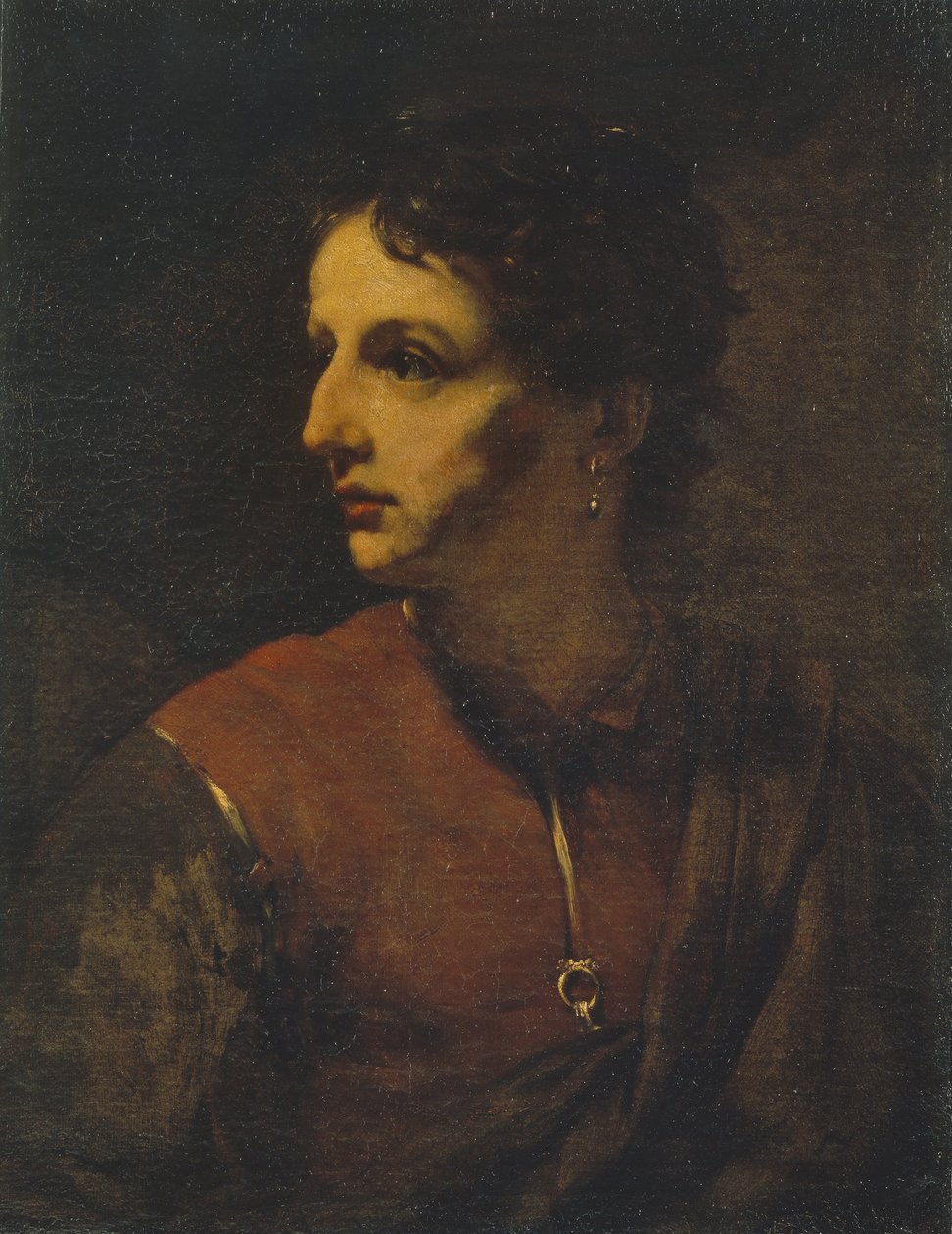 Portræt af en ung mand med en ørering, 1655. af Willem Drost