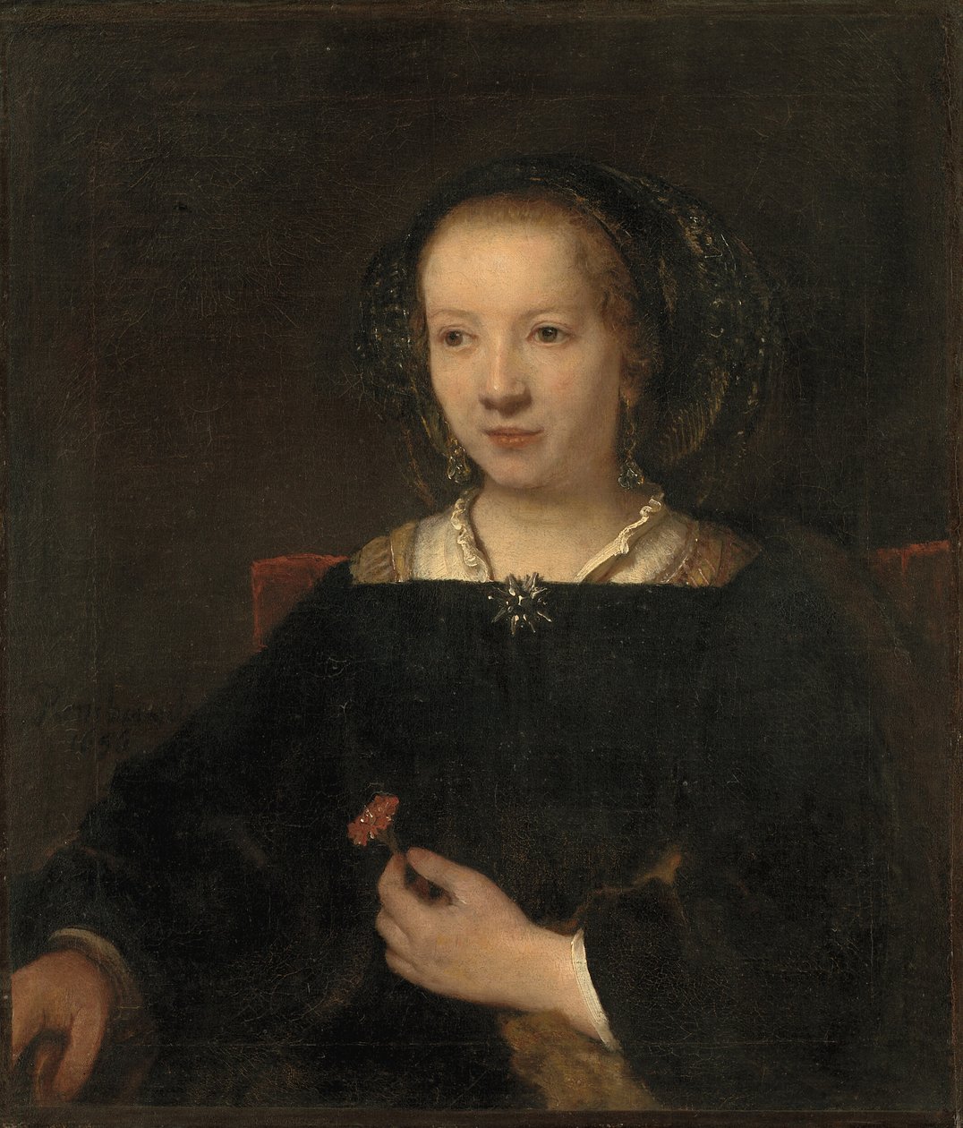 Ung kvinde med en nellike af Willem Drost