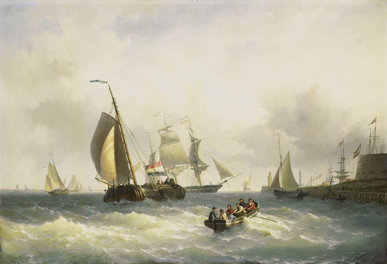 Ankerplads ved Bremerhaven af Willem Gruyter jr.