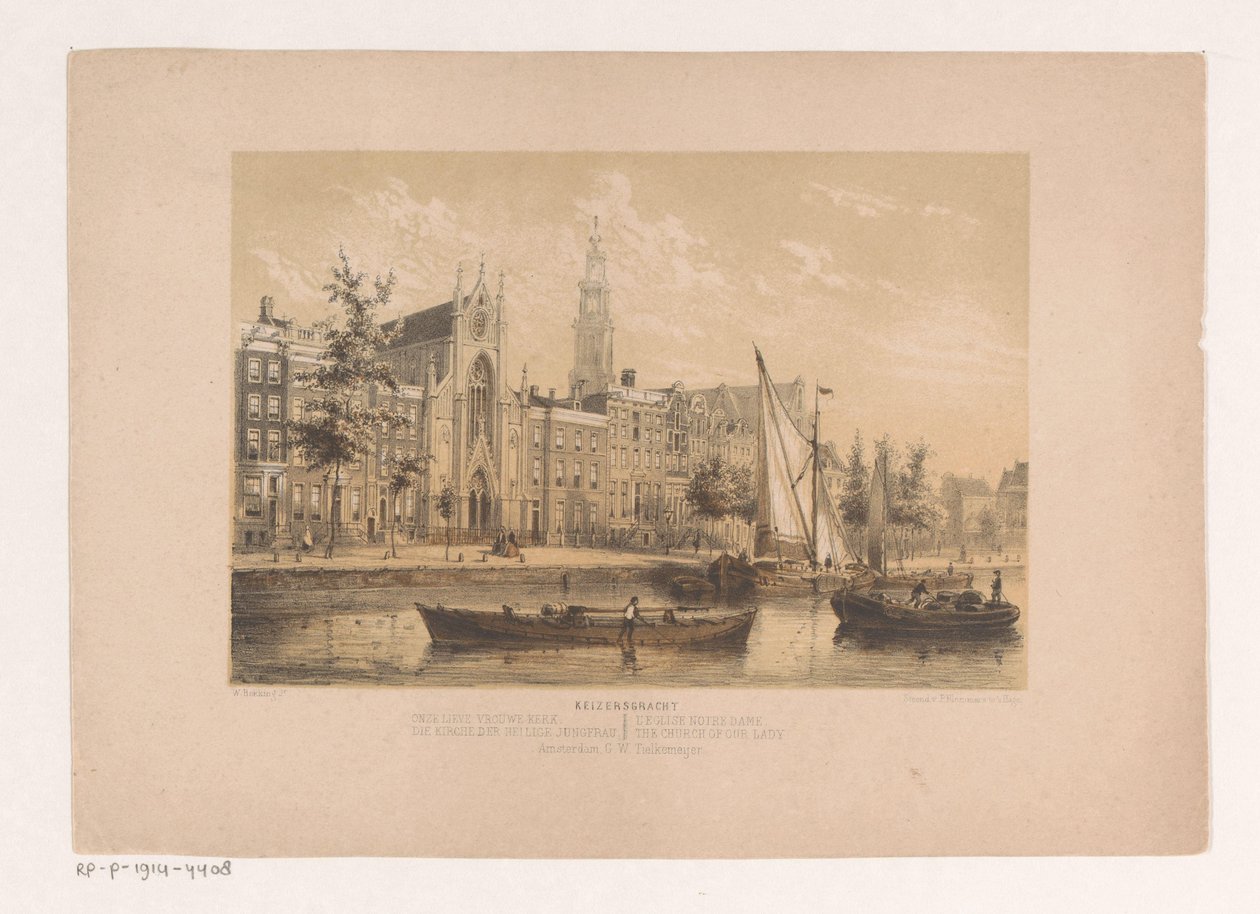 Keizersgracht med Onze-Lieve-Vrouwekerk i Amsterdam af Willem Hekking jr.