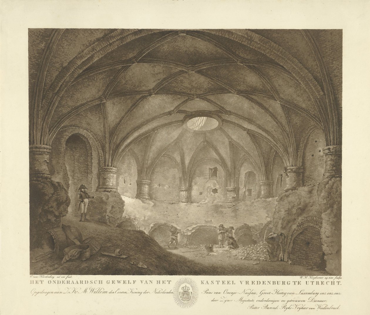 Vredenburg slotshvælving Den underjordiske hvælving på Vredenburg Slot i Utrecht (titel på objektet) af Willem Hendrik Hoogkamer