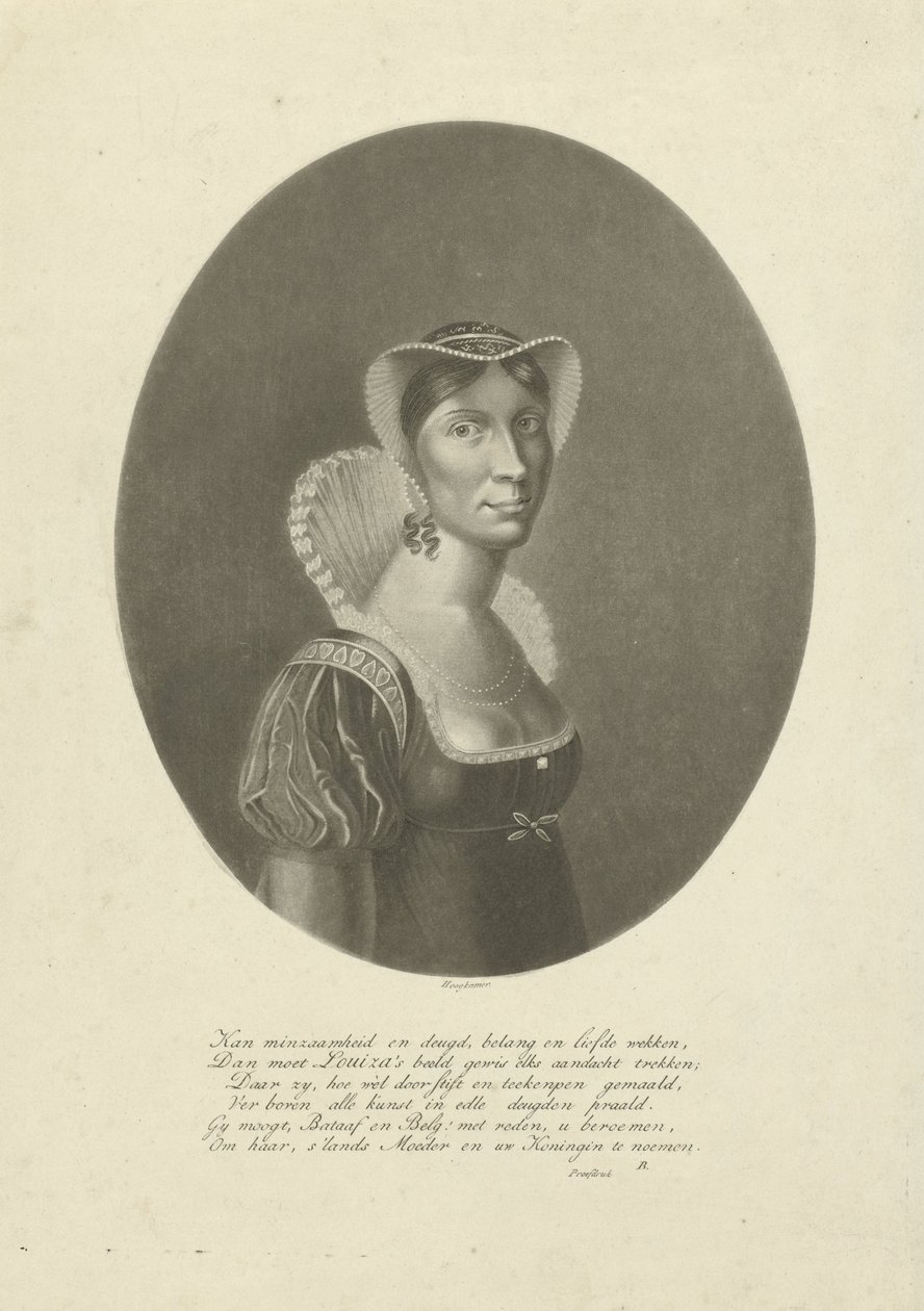 Portræt af Wilhelmina Frederica Louisa, dronning af Holland af Willem Hendrik Hoogkamer