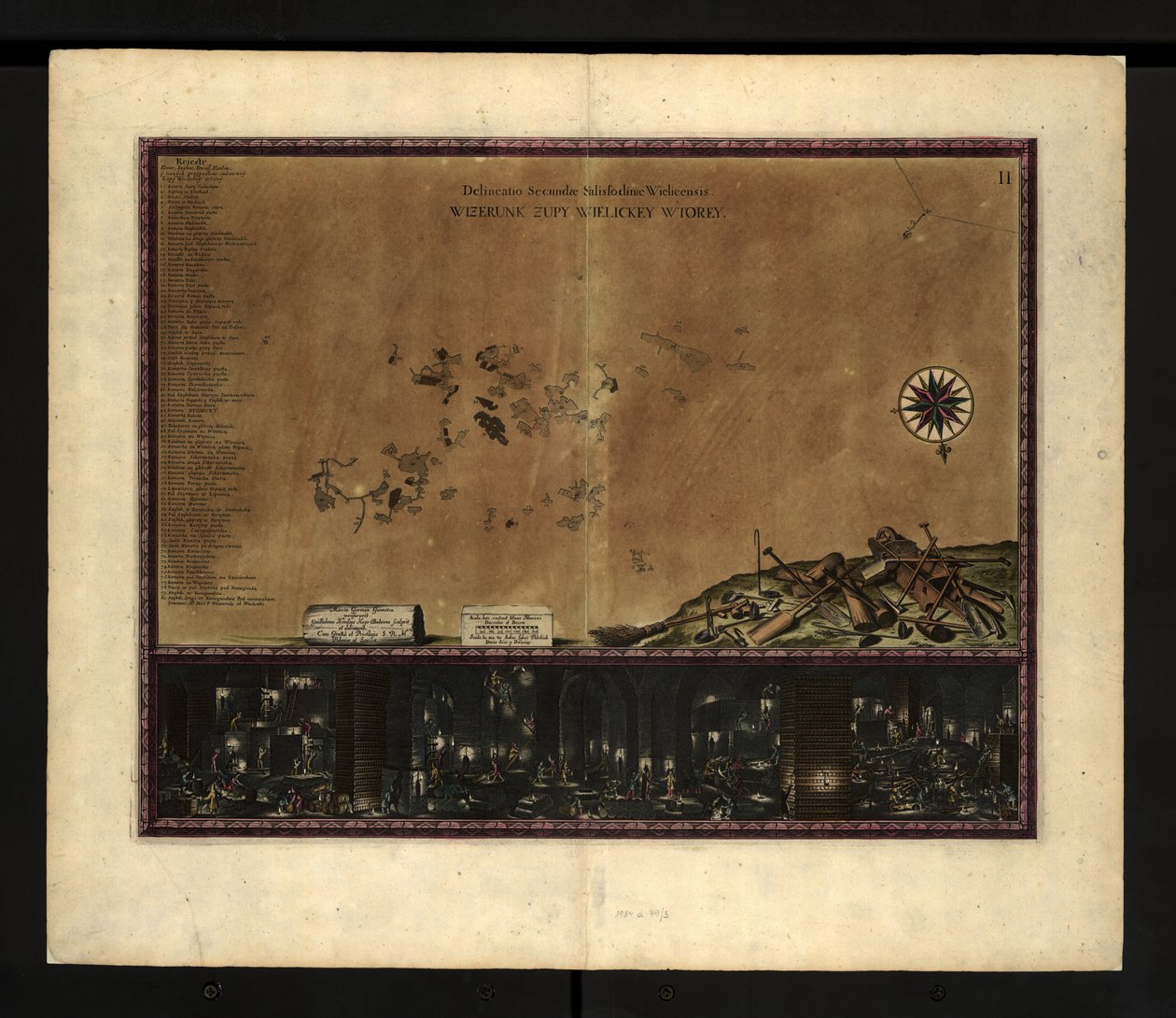 Kort over Wieliczka saltminer af Willem Hondius