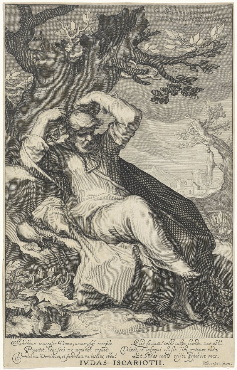 Judas Iskariot hænger sig selv Judas Iskariot (titel på objekt) Syndere fra Det Gamle og Nye Testamente (serietitel) af Willem Isaacsz. van Swanenburg