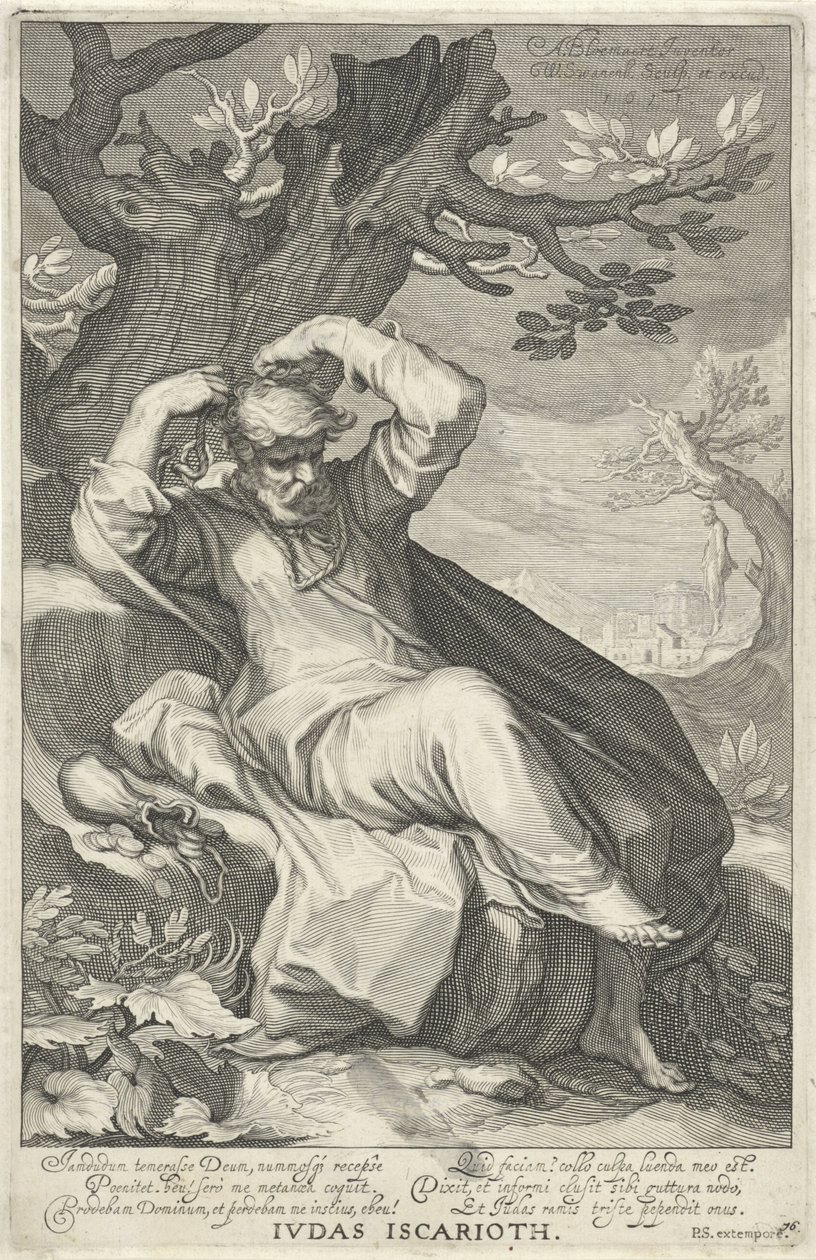Judas Iskariot hænger sig selv Judas Iskariot (titel på objekt) Syndere fra Det Gamle og Nye Testamente (serietitel) af Willem Isaacsz. van Swanenburg