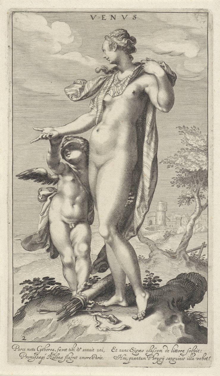 Venus og Amor Venus (titel på objekt) Judgment of Paris (serietitel) af Willem Isaacsz. van Swanenburg