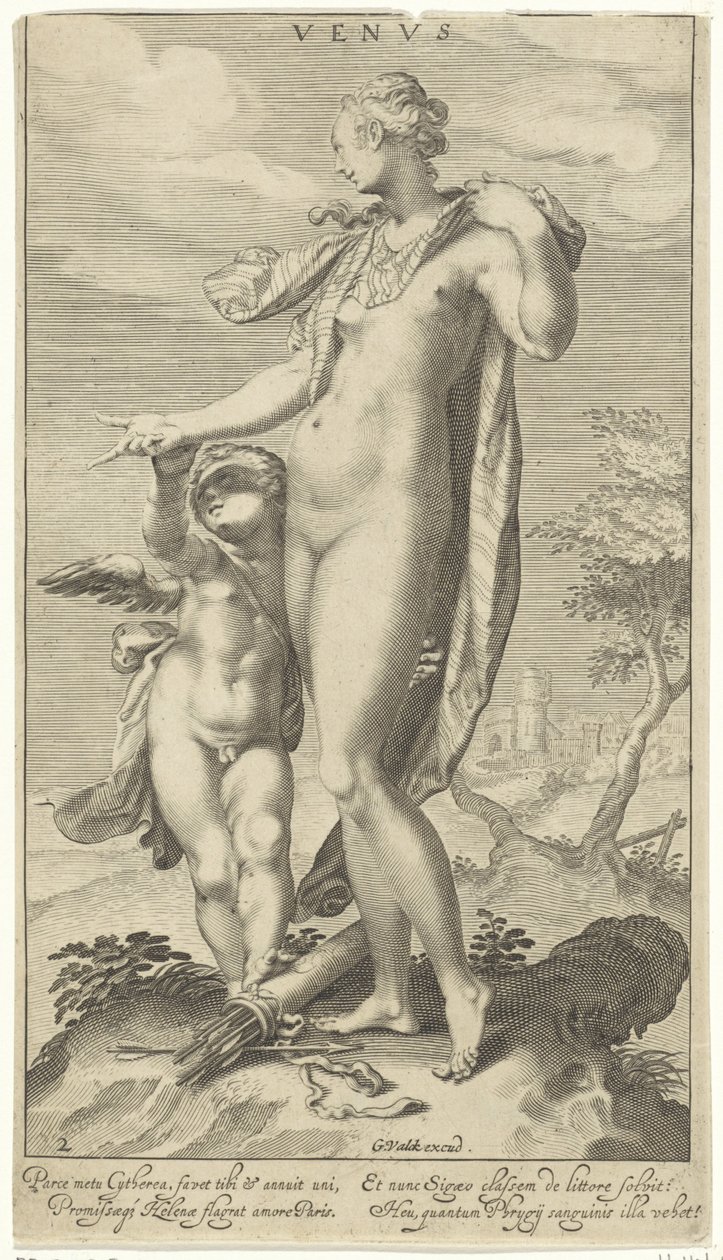 Venus og Amor Venus (titel på objekt) Judgment of Paris (serietitel) af Willem Isaacsz. van Swanenburg