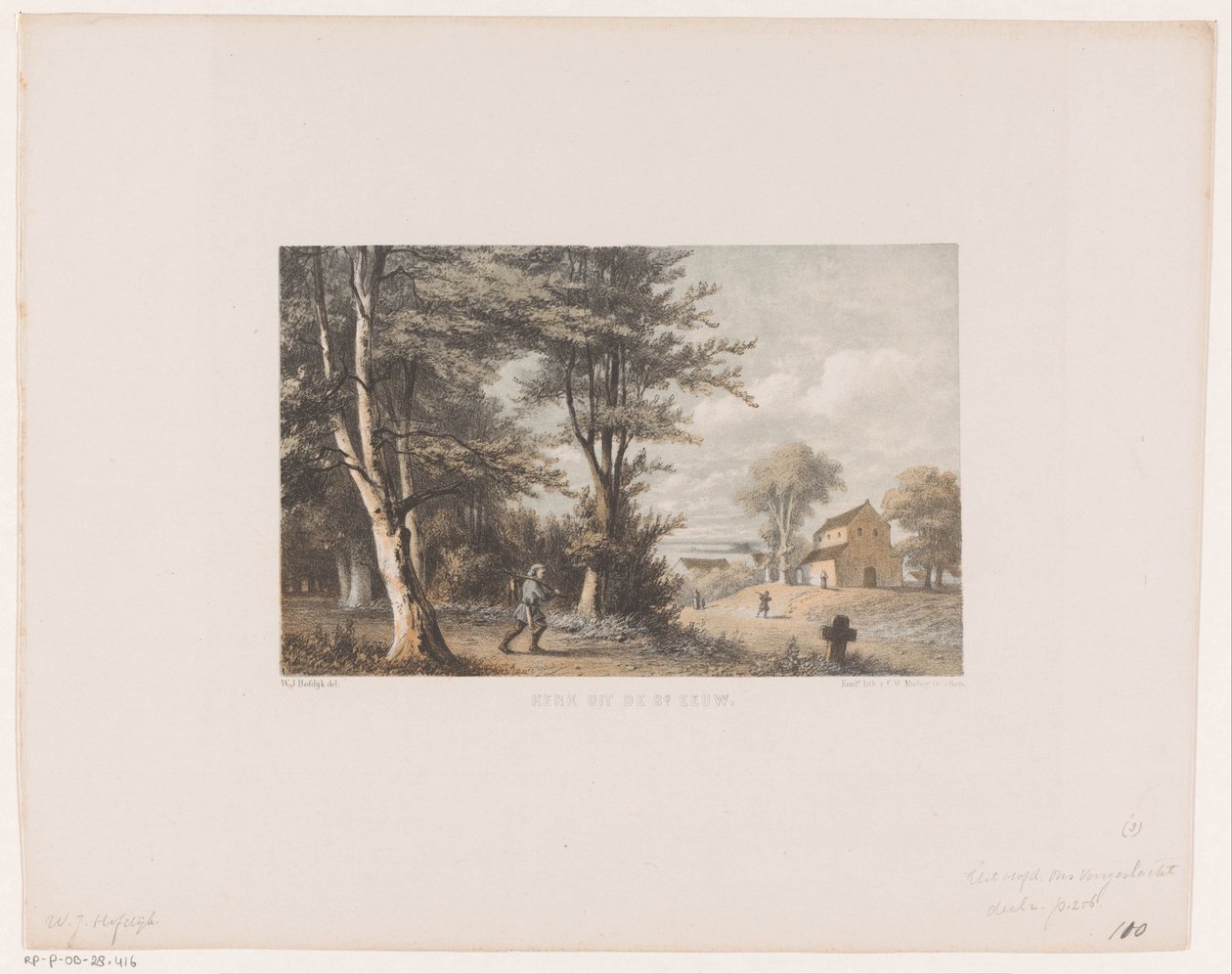 Kirke, 8. århundrede Kirke fra det 8. århundrede (titel på objekt) af Willem Jacob Hofdijk
