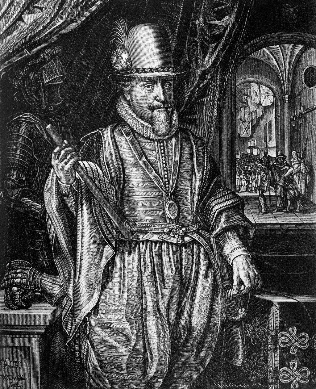 Portræt af Maurice af Nassau, Prins af Orange (1567-1625), gravering af Willem Jacobsz Delff (1580-1638) af Willem Jacobsz Delff