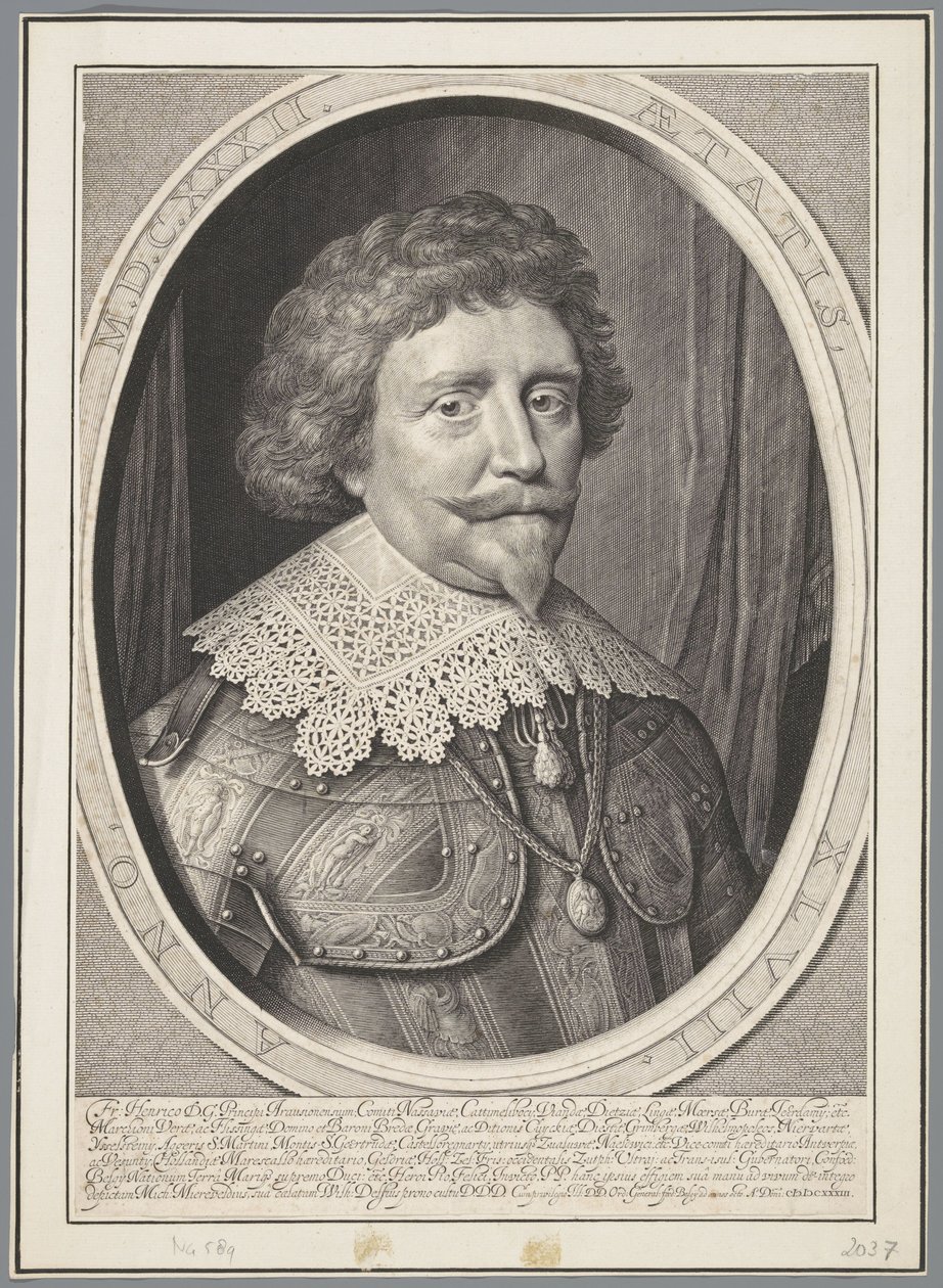 Portræt af Frederik Hendrik, Prins af Orange, i en alder af 48 af Willem Jacobsz Delff