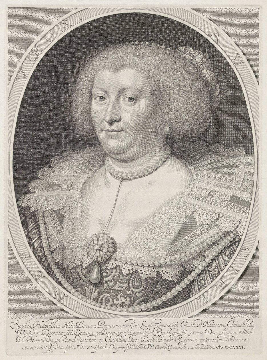 Portræt af Sophia Hedwig af Brunswick-Wolfenbüttel af Willem Jacobsz Delff