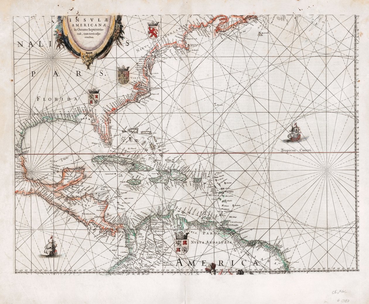 Insvlæ Americanæ in Oceano Septentrionali cum terris adjacentibus. LOC 2003630536 af Willem Janszoon Blaeu