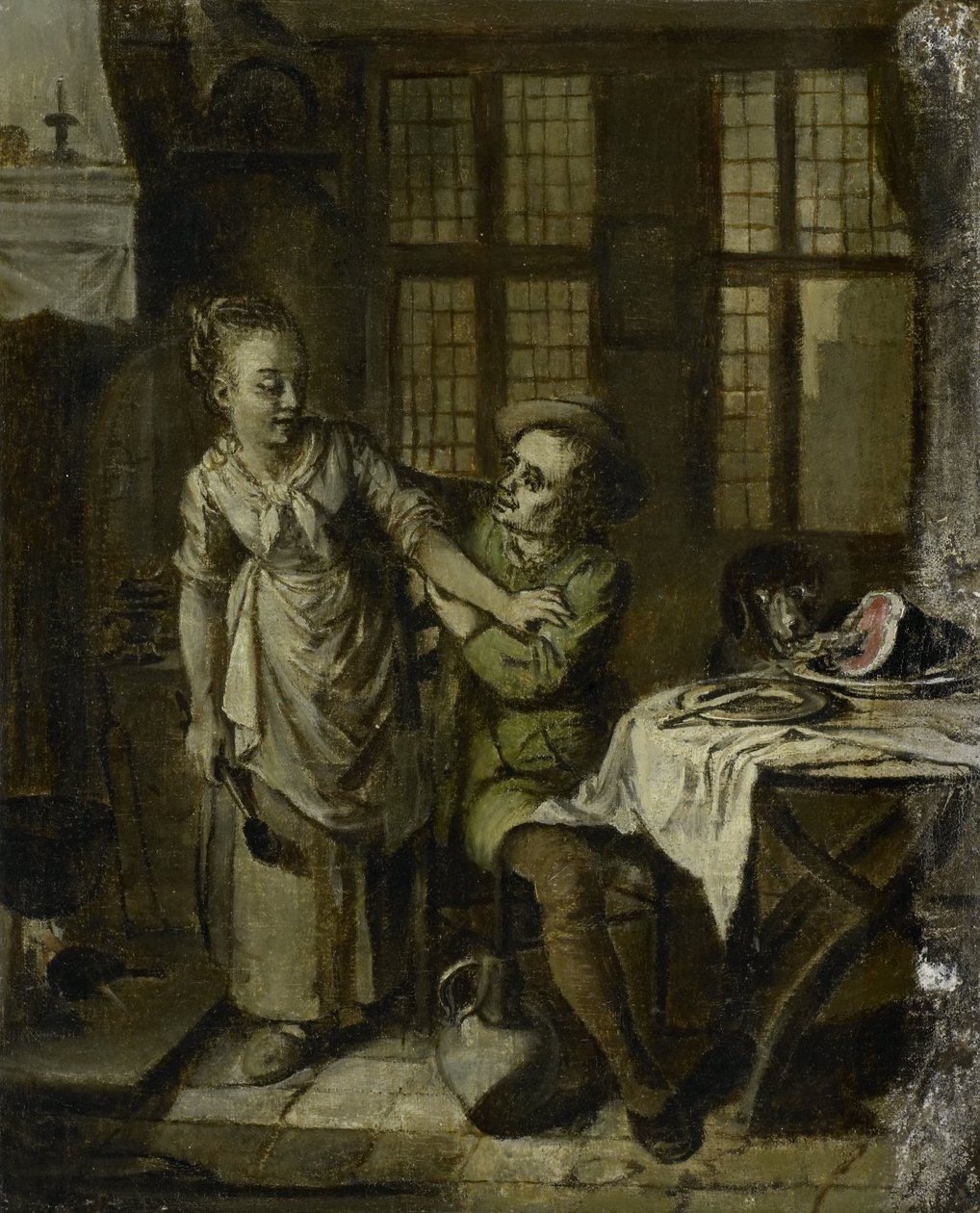 Galant scene i et køkkeninteriør af Willem Joseph Laquy