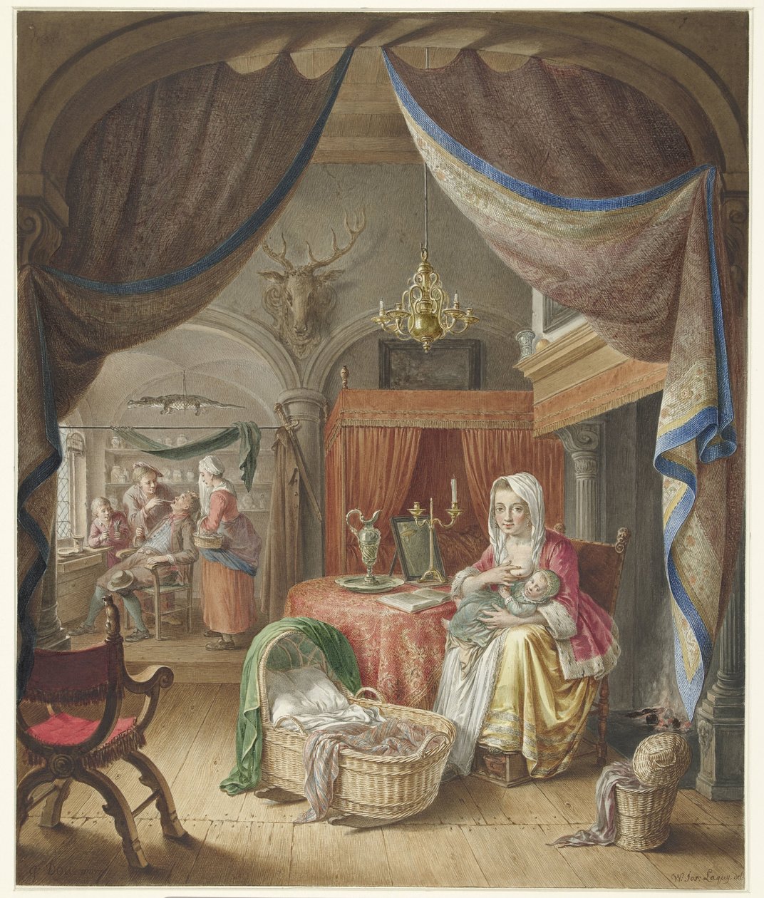 Mor med barn ved brystet af Willem Joseph Laquy