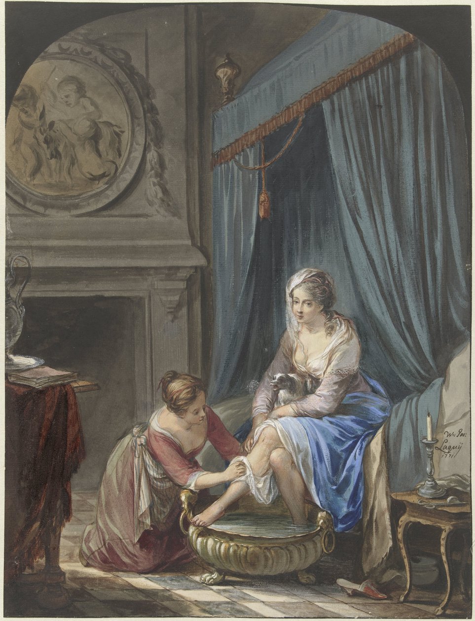 Toilet af en ung kvinde af Willem Joseph Laquy
