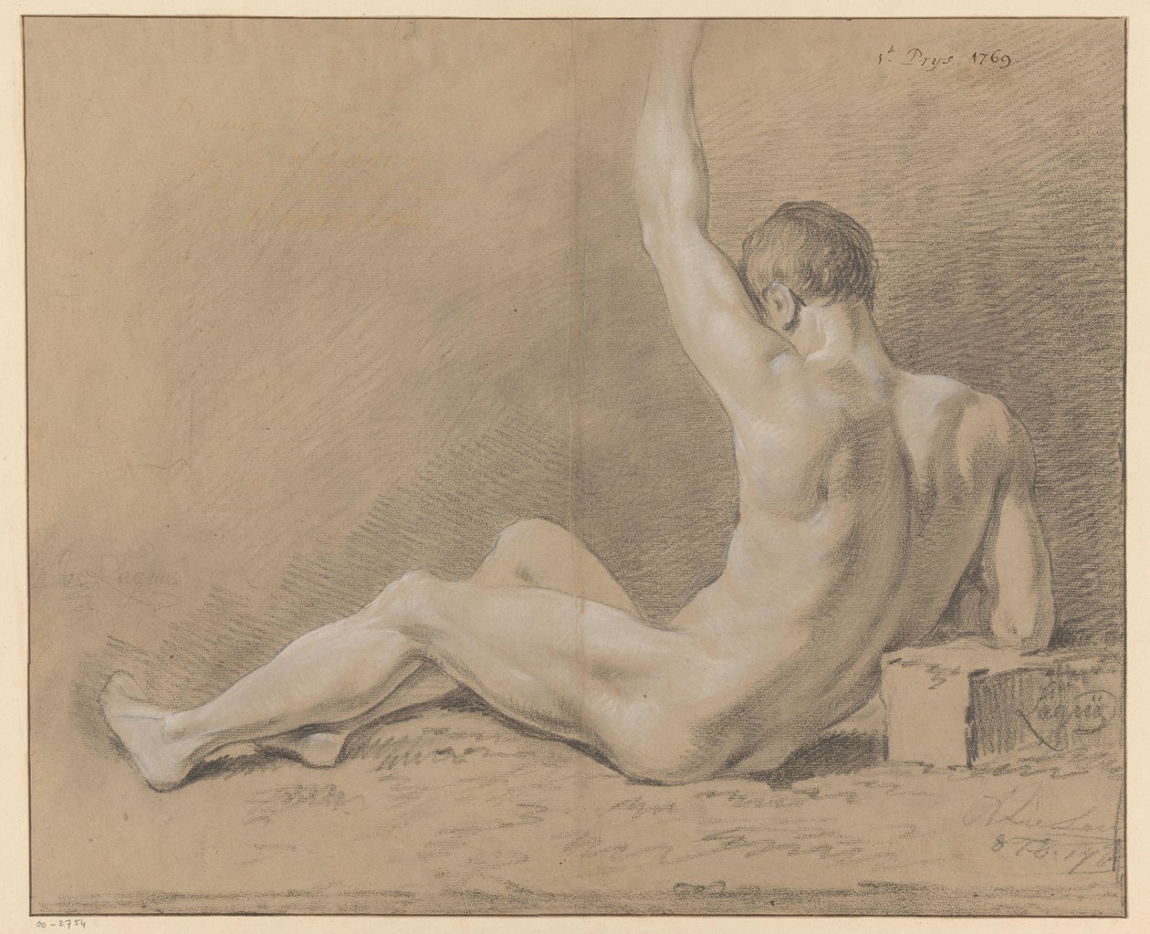 siddende nøgen mand, set bagfra (1. præmie 1769) af Willem Joseph Laquy