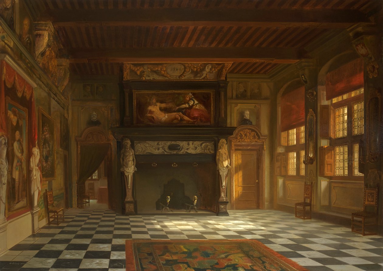 Bryllupssalen ved Rådhuset Stadhuis i Antwerpen, 1852. af Willem Linnig the Elder