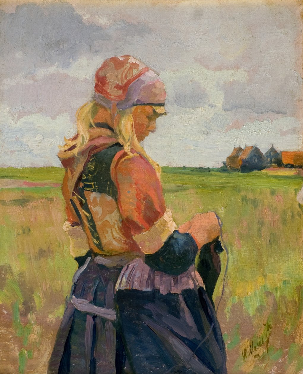 Ung pige i et landskab [eller hollandsk pige], ca. 1892-94 (olie på lærred) af Willem Maris