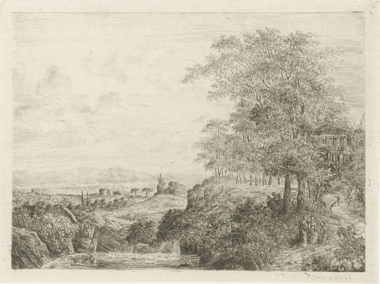 Sydlandskab med Tempel og Figurer af Willem Matthias Jan van Dielen