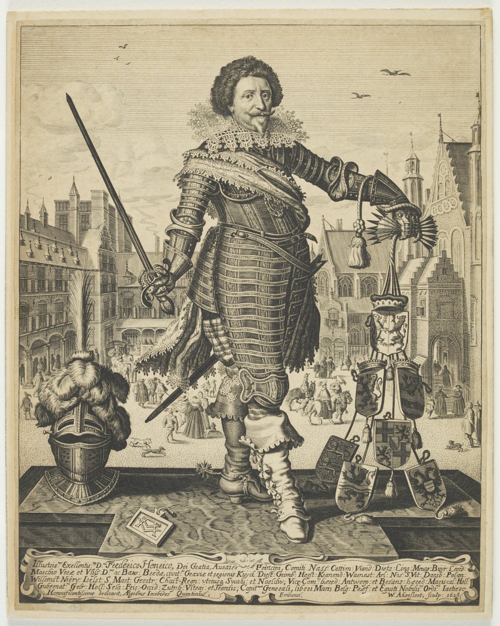 Frederik Hendrik, Prins af Orange, ca. 1634 (stik) af Willem Outgertsz Akersloot