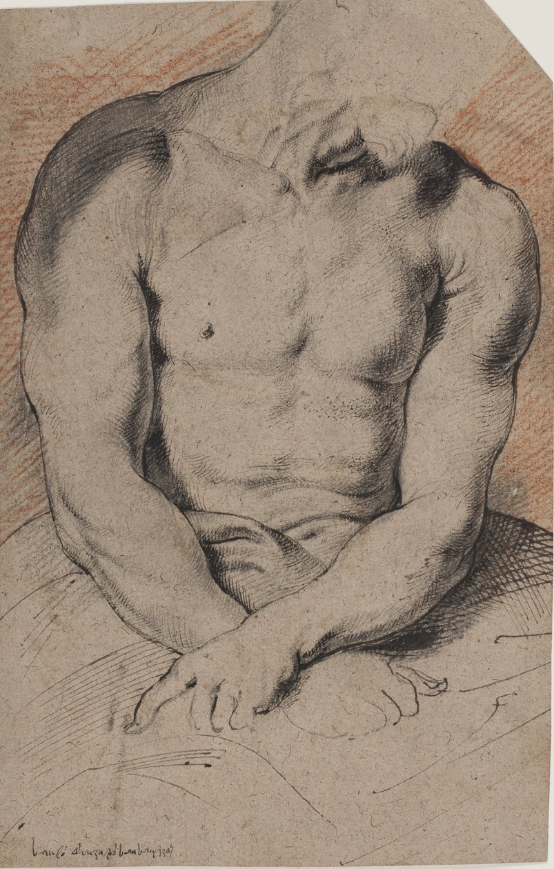 Kristus kronet med torne. Kristi torso. Efter Van Dyck af Willem Panneels
